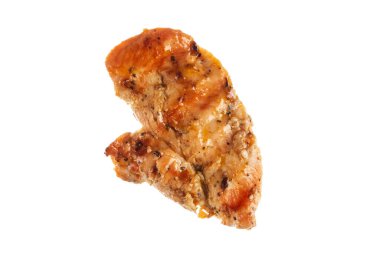 Beyaz arka planda izole edilmiş ızgara tavuk göğsü. Yüksek kalite fotoğraf