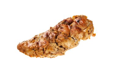 Beyaz arka planda izole edilmiş ızgara tavuk göğsü. Yüksek kalite fotoğraf