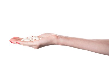 El kapsülü beyaz arka planda izole edilmiş. Haplar izole edildi. Yüksek kalite fotoğraf