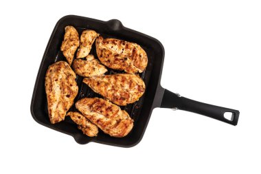 Beyaz arka planda izole edilmiş ızgara tavuk göğsü. Yüksek kalite fotoğraf