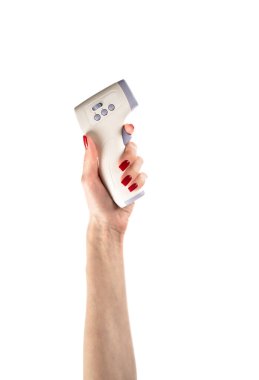 Kızıl ötesi termometre beyaz arka planda izole edildi. Yüksek kalite fotoğraf