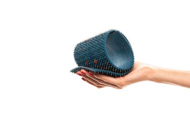 Dikenli ortopedi minderi beyaz arka planda izole edilmiş. Mavi masaj paspası. - Evet. Yüksek kalite fotoğraf