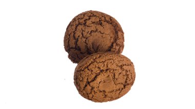 Beyaz arka planda izole edilmiş çikolatalı kurabiyeler. Yüksek kalite fotoğraf