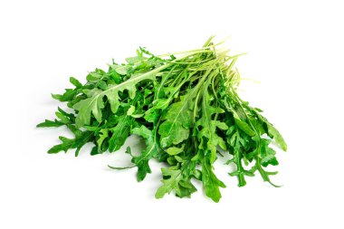 Arugula beyaz arka planda izole edilmiş. Bir demet roka. Yüksek kalite fotoğraf