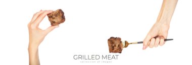 Beyaz arka planda izole edilmiş ızgara et. Yüksek kalite fotoğraf