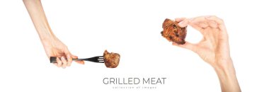 Beyaz arka planda izole edilmiş ızgara et. Yüksek kalite fotoğraf