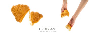 Beyaz arka planda izole edilmiş taze ve lezzetli kruvasan. Yüksek kalite fotoğraf