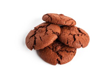 Beyaz arka planda izole edilmiş çikolatalı Americano kurabiyeleri. Yüksek kalite fotoğraf