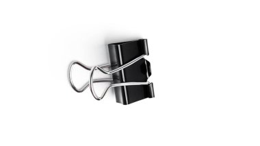 Black metal binder clips on white background. High quality photo clipart