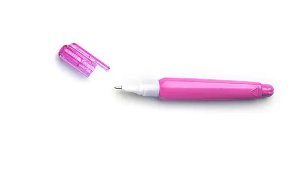 stock image Pink pen corrector on whitr background. High quality photo