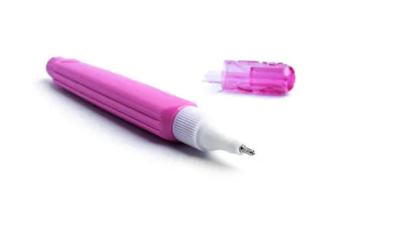 stock image Pink pen corrector on whitr background. High quality photo