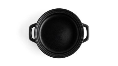 Siyah tencere beyaz arka planda izole edilmiş. Yüksek kalite fotoğraf