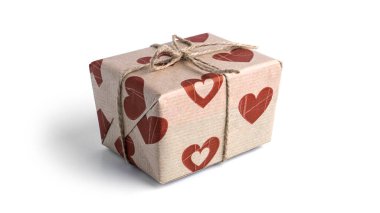 Kalpleri beyaz arka planda izole edilmiş bir hediye kutusu. Yüksek kalite fotoğraf