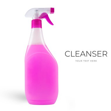 Plastik spreyli pembe sprey şişesi. Cam temizleyicisi. - Evet. Yüksek kalite fotoğraf