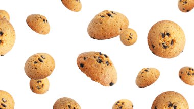 Beyaz arka planda izole edilmiş çikolatalı kurabiyeler. Yüksek kalite fotoğraf