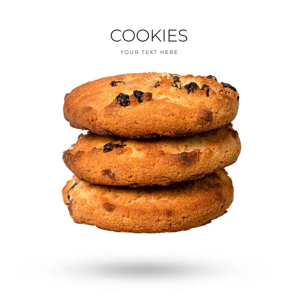 stock image Chocolate chip cookies falling isolated on white background, food levitation. High quality photo