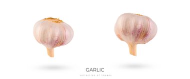 İzole sarımsak. Beyaz arka planda çiğ sarımsak. Yüksek kalite fotoğraf