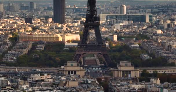 Vista Aérea Del Avión Tripulado París Día Soleado Paisaje Urbano — Vídeo de stock