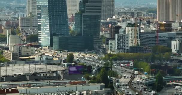 Vista Desde Dron Volador Sobre Ciudad París Paisaje Urbano Ciudad — Vídeos de Stock