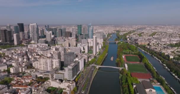 Paryski Widok Drona Letni Zachód Słońca Samym Sercu Miasta Pobliżu — Wideo stockowe