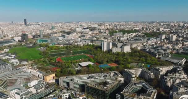 Widok Lotu Ptaka Nowoczesny Stadion Piłkarski Paryżu Przygotowany Letnie Igrzyska — Wideo stockowe