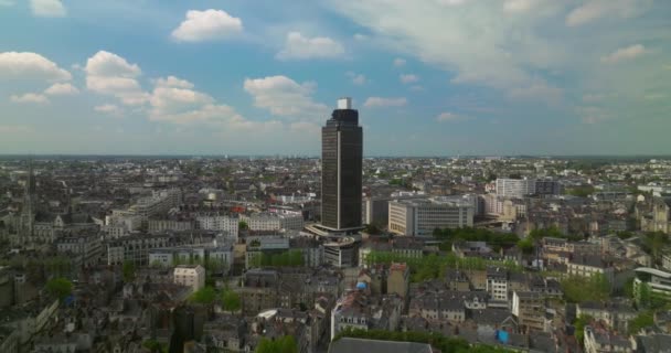 Fransa Nın Nantes Şehrinin Havadan Manzarası Şehir Merkezinin Çatıların Kuş — Stok video