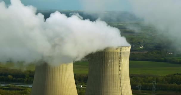 Krajobraz Powietrzny Elektrownia Jądrowa Elektrownie Atomowe Bardzo Ważnymi Źródłami Energii — Wideo stockowe