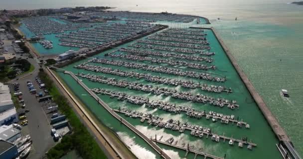 Fransa Rochelle Deki Büyük Yat Limanı Fransa Pahalı Lüks Yatların — Stok video