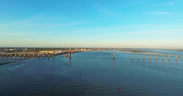 Widok Lotu Ptaka Most Saint Nazaire Został Zatrzymany Most Łączący — Wideo stockowe