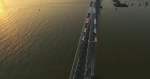 Veduta Aerea Del Ponte Saint Nazaire Cavo Rimasto Ponte Che — Video Stock