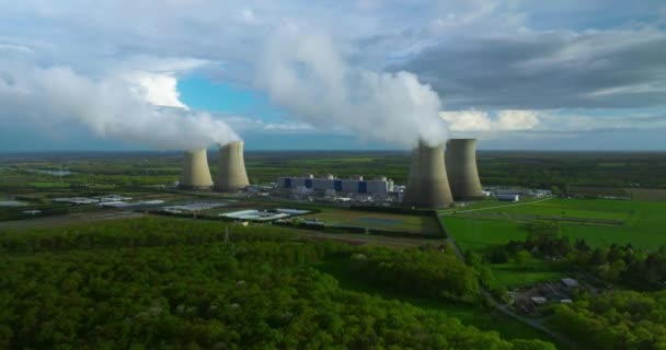 Paisagem Aérea Central Nuclear Centrais Elétricas Atômicas São Fontes Muito — Vídeo de Stock