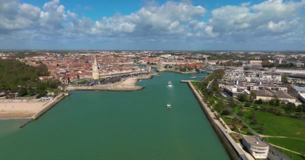 Vue Aérienne Rochelle France Drone Survole Baie Les Yachts Bateau — Video