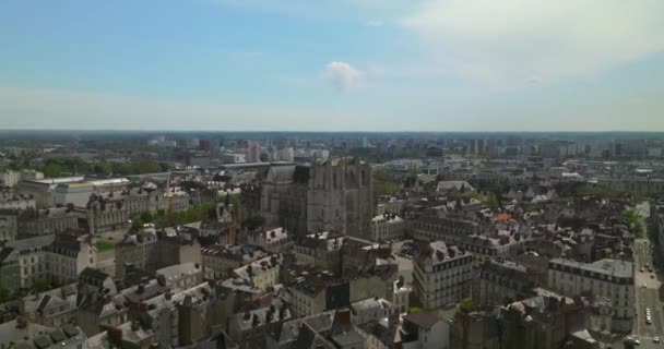 Krajobraz Lotniczy Miasta Nantes Francja Ptasie Oko Centrum Miasta Dachy — Wideo stockowe