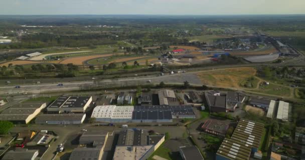 Letecký Pohled Závodní Dráhu Pořádající Hodinový Závod Vytrvalostních Vozů Mans — Stock video