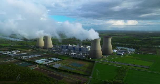 Drone Shot French Nuclear Power Plant Providing Electricity Territory European — Stock Video
