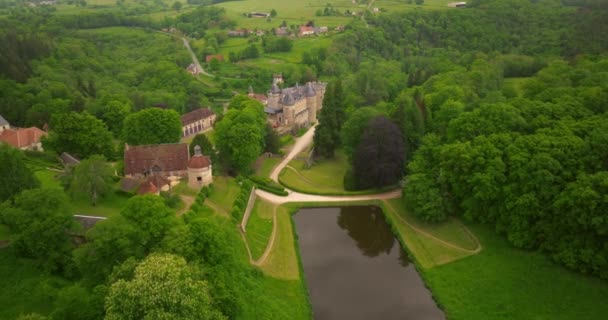 Založení Záběru Castle Chastellux Krásný Hrad Vzrušujícím Zámeckým Komplexem Místo — Stock video