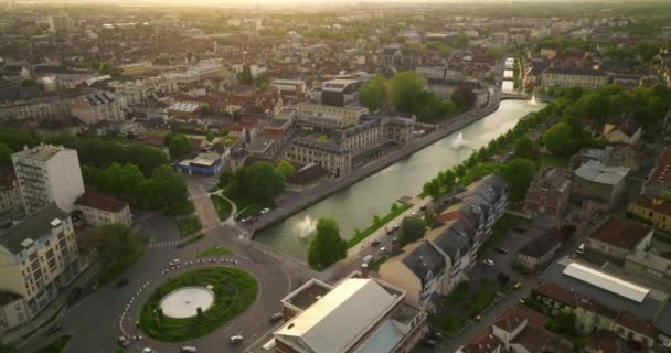 Franciaország Troyes Champagne Régió Légi Felvétel Ősi Gyönyörű Francia Városról — Stock videók