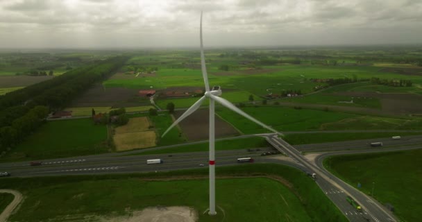 Szélmalmok Légi Kilátása Megújuló Energia Légi Kilátás Szélmalmok Farm Energiatermelés — Stock videók