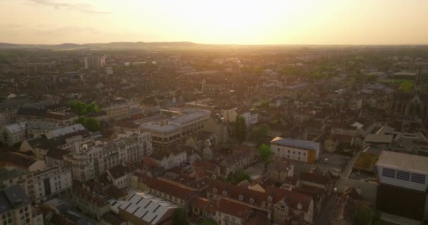 Aerial Drone Shot Ancient Beautiful French Medieval City Troyes Beautiful — Vídeos de Stock