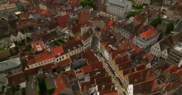 Establishing Shot Landmarks Belgium Architecture Bruges People Tourists Walking Wide — Stock Video
