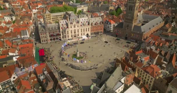 Stabilire Tiro Punti Riferimento Dell Architettura Belga Bruges Persone Turisti — Video Stock