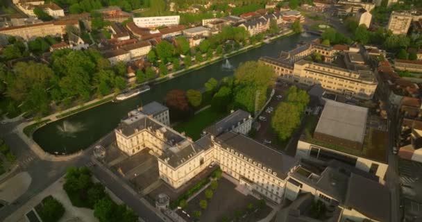 Aereo Drone Girato Dell Antica Bella Città Medievale Francese Troyes — Video Stock