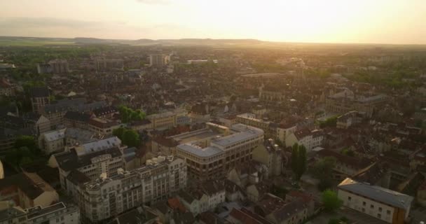 Lucht Drone Shot Van Oude Prachtige Franse Middeleeuwse Stad Troyes — Stockvideo