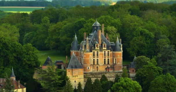 Vista Aérea Chateau Montmort Fortaleza Medieval Que Tornou Castelo Renascentista — Vídeo de Stock