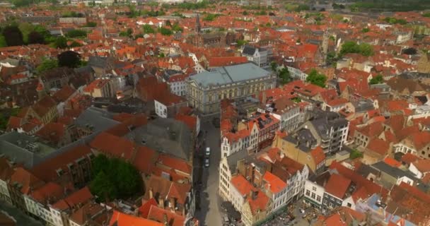 Створюю Постріл Ландшафт Бельгійської Архітектури Брюгге Люди Туристи Ходять Пішки — стокове відео
