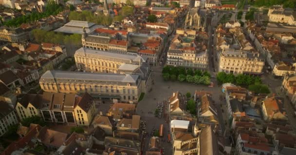 Aerial Drone Shot Ancient Beautiful French Medieval City Troyes Beautiful — Stock Video