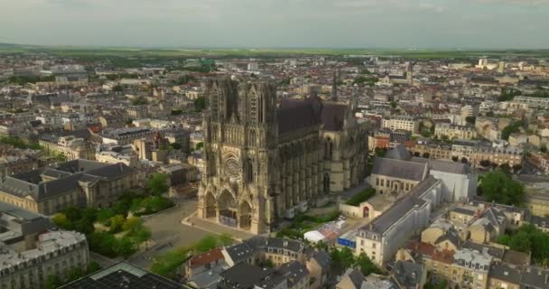 Katedrála Reims Svědkem Mnoha Nejdůležitějších Událostí Evropských Dějinách Reims Cathedral — Stock video