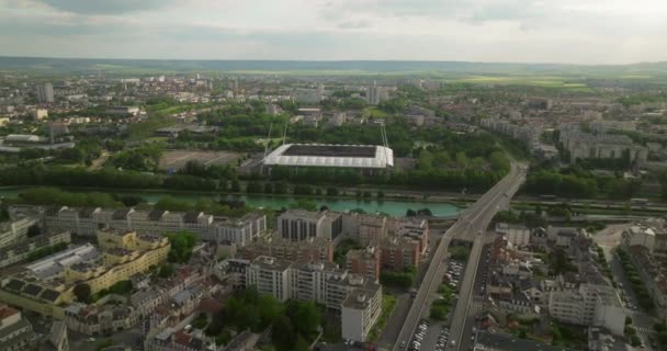 Реймс Франція Вид Ландшафтну Панораму Центру Міста Європи Зверху Французьке — стокове відео