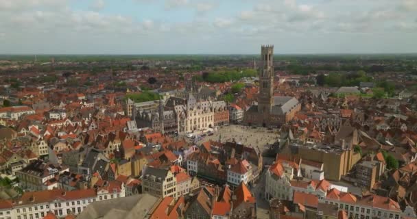 Maak Een Schot Bezienswaardigheden Van Belgische Architectuur Van Brugge Mensen — Stockvideo