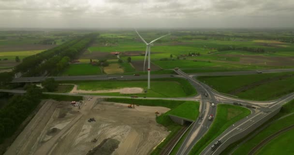 Вид Вітряні Млини Відновлювана Енергія Вид Повітря Вітряну Ферму Виробництва — стокове відео
